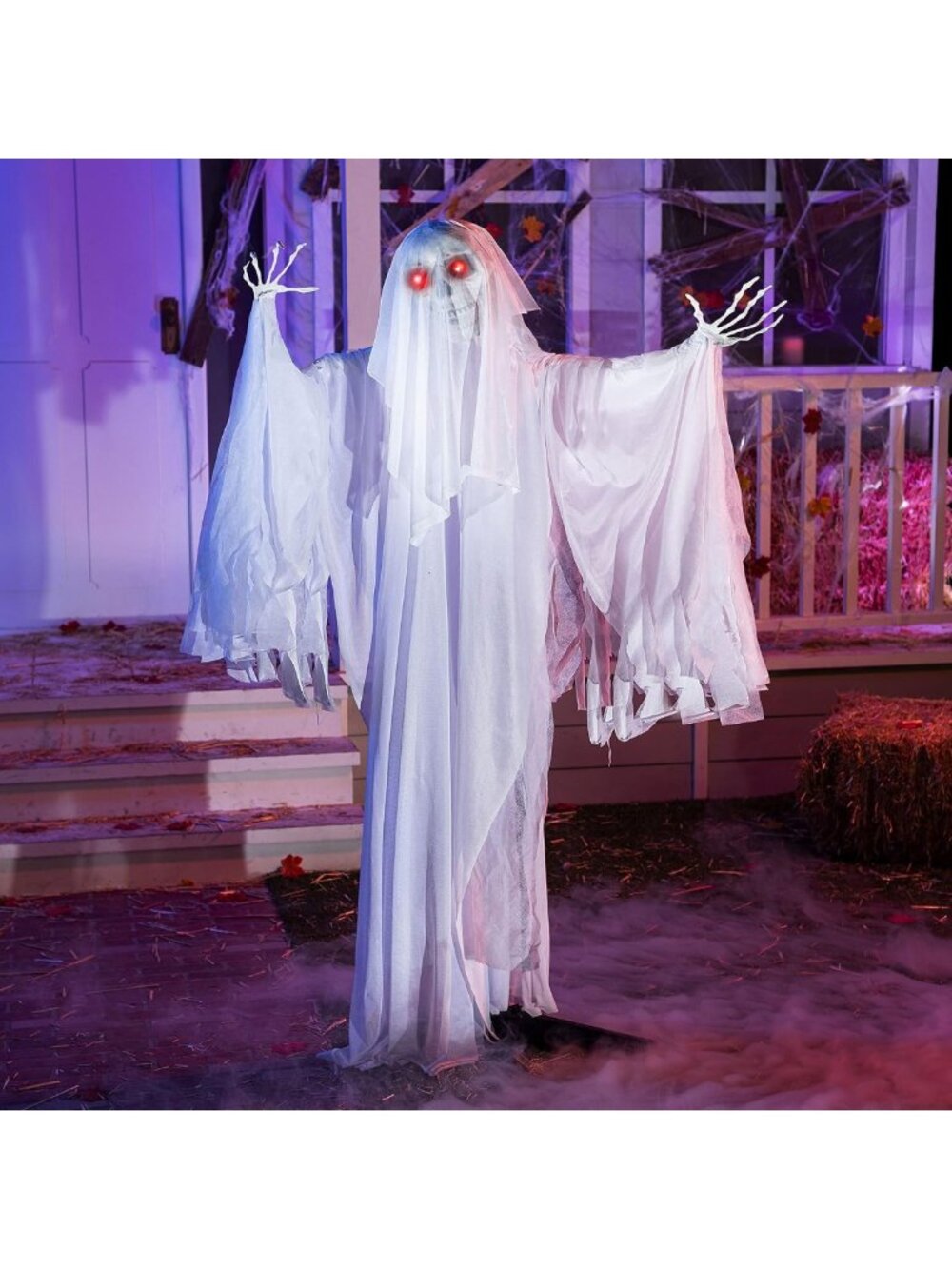 67" Life-Size Halloween Animatronic Ghost Bride Decor - Sound-Activated Skeleton